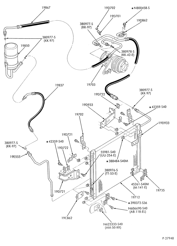 AC HOSES & TUBES-8 cyl. - 5.8L-F & U