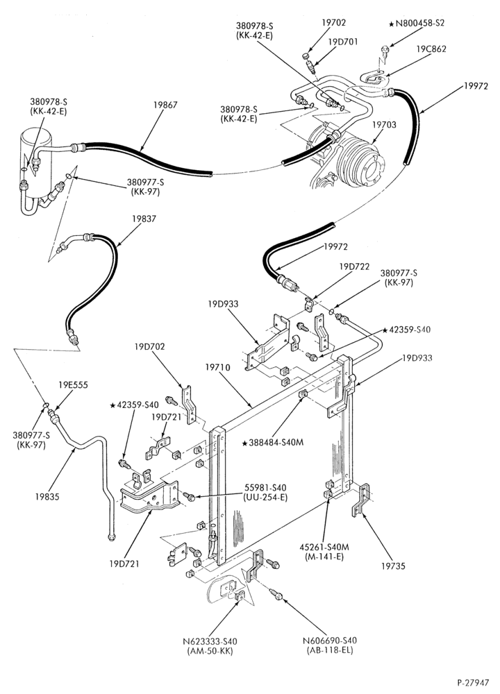 AC HOSES & TUBES-6 cyl. - 4.2L & 8 cyl. 5.0L-F & U