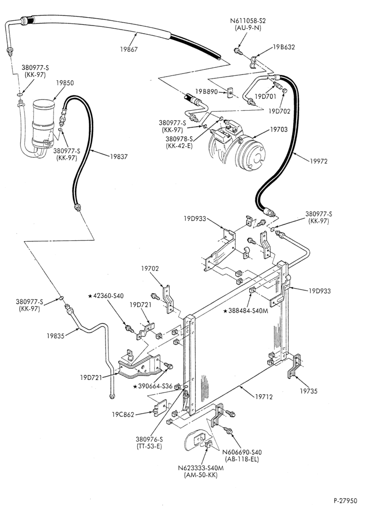 AC HOSES & TUBES-6 cyl. - 3.8L - in-plant charged-F & U