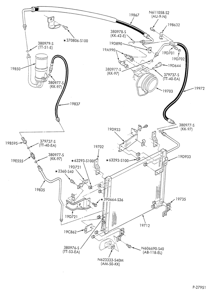 AC HOSES & TUBES-6 cyl. - 3.8L - pre-charged-F & U