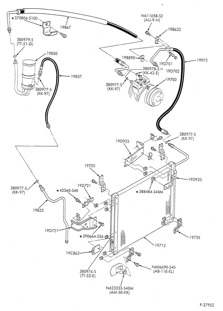 AC HOSES & TUBES-6 cyl. - 4.9L - in-plant charged-F & U
