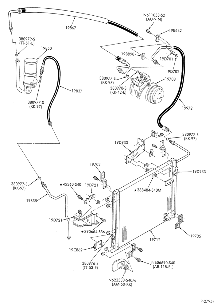 AC HOSES & TUBES-8 cyl. - 5.0L - in-plant charged-F & U