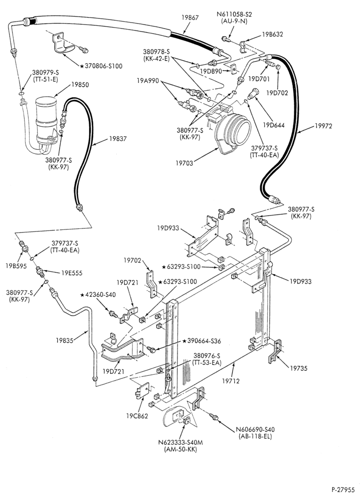 AC HOSES & TUBES-8 cyl. - 5.0L - pre-charged-F & U
