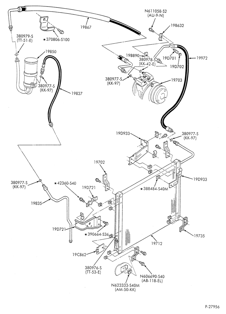 AC HOSES & TUBES-8 cyl. - 5.8L - in-plant charged-F & U