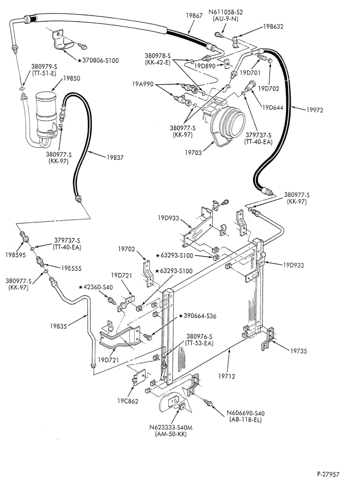AC HOSES & TUBES-8 cyl. - 5.8L - pre-charged-F & U