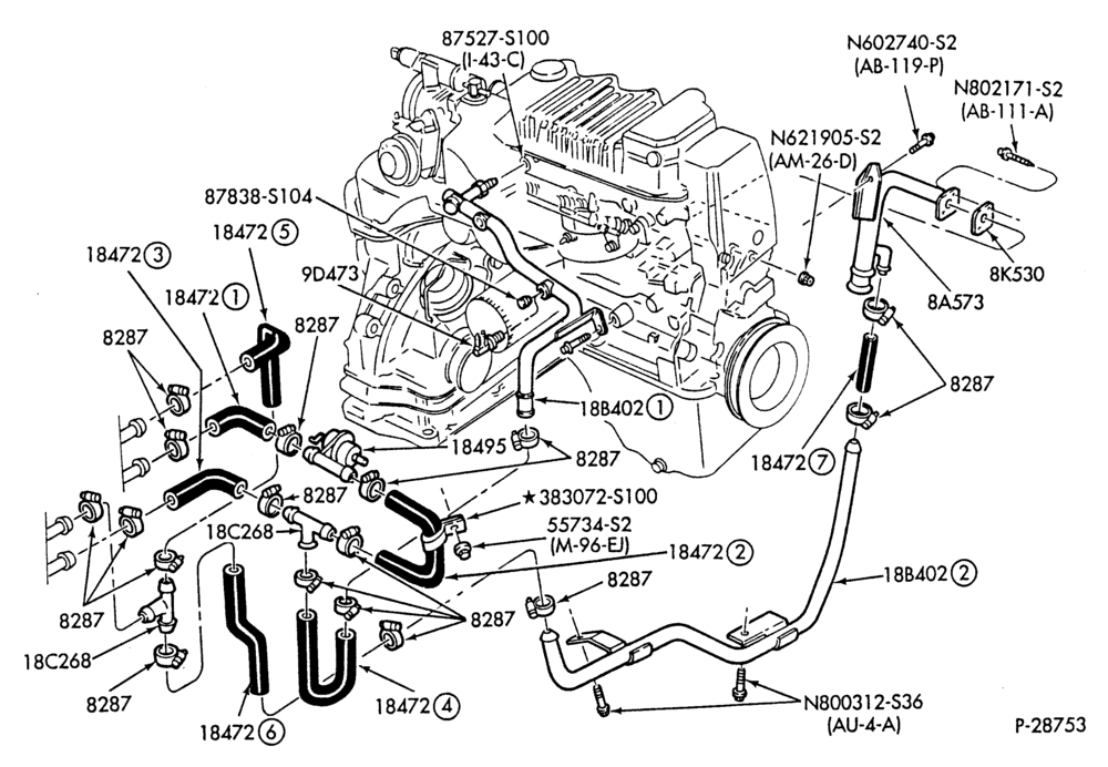 HEATER HOSES & TUBES-4 cyl. - 1.6L - High Capacity-W,MW,C