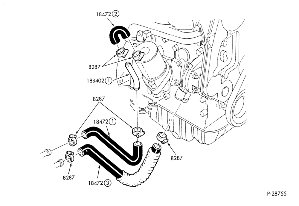 HEATER HOSES & TUBES-4 cyl. - 2.0L - Diesel-W,MW,C