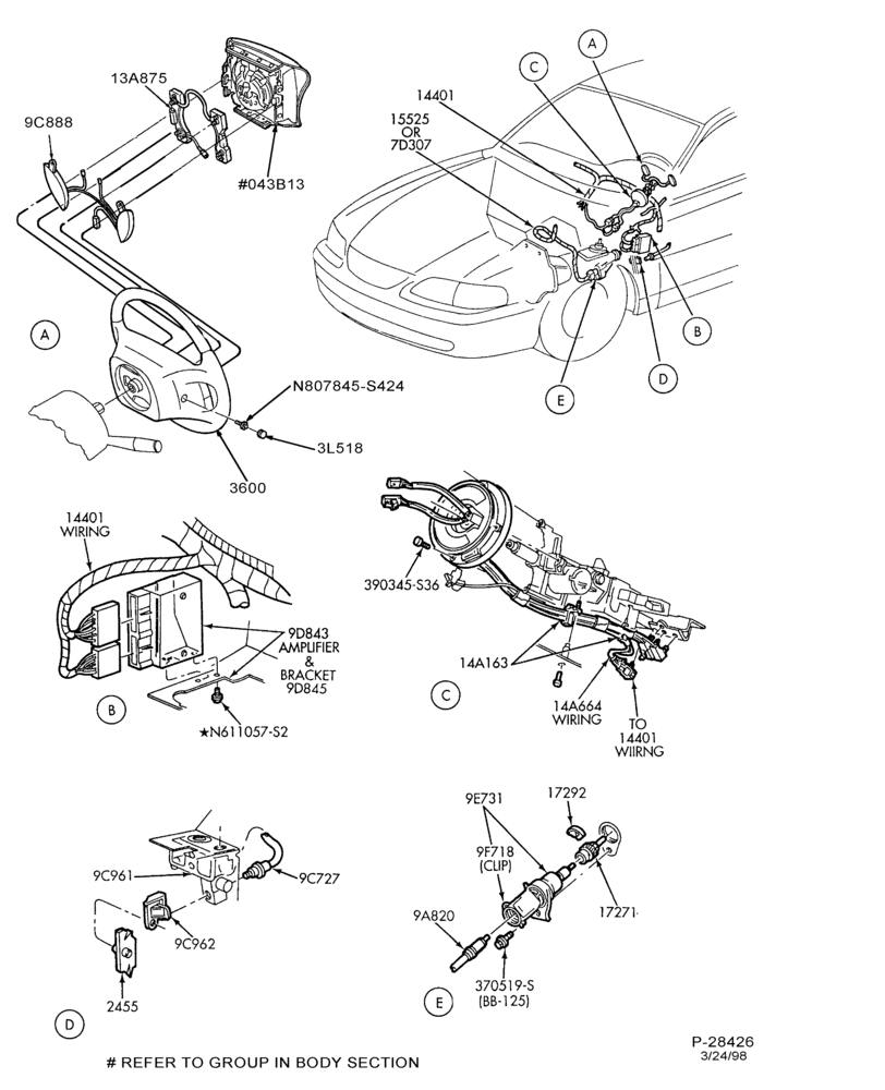 97.1 - 6 CYL. 3.8L-Speed control and related parts - Production installation - passenger compartment