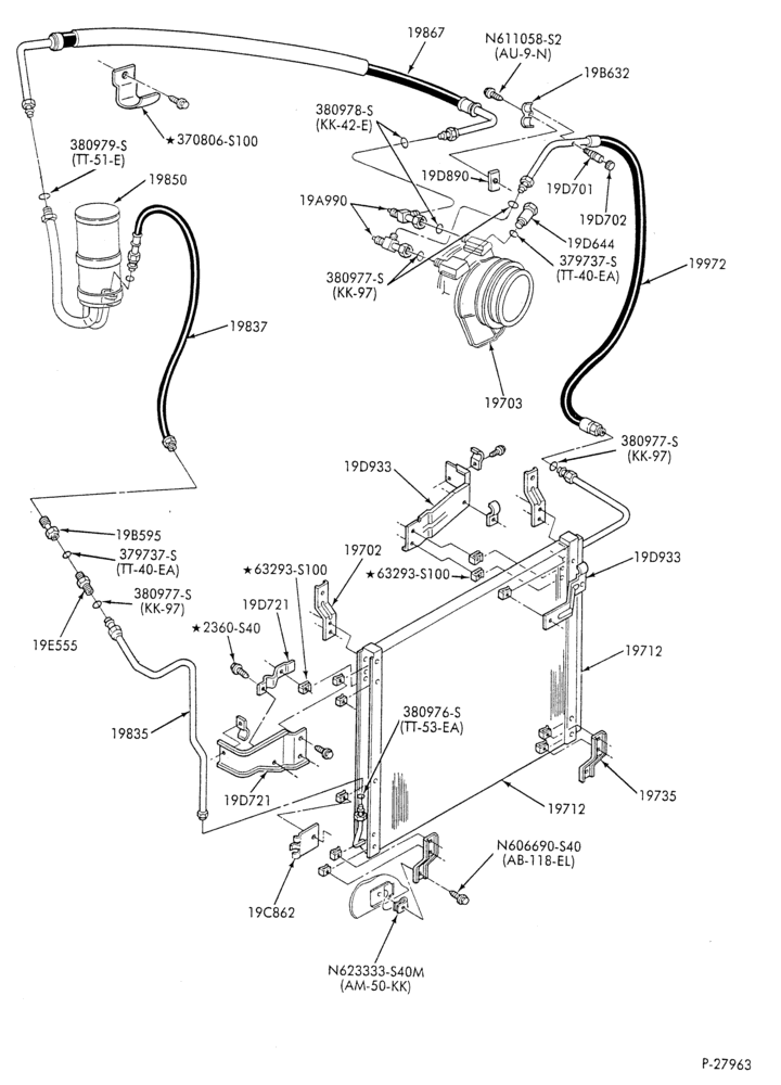 AC HOSES & TUBES-8 cyl. - 7.5L - pre-charged-F & U
