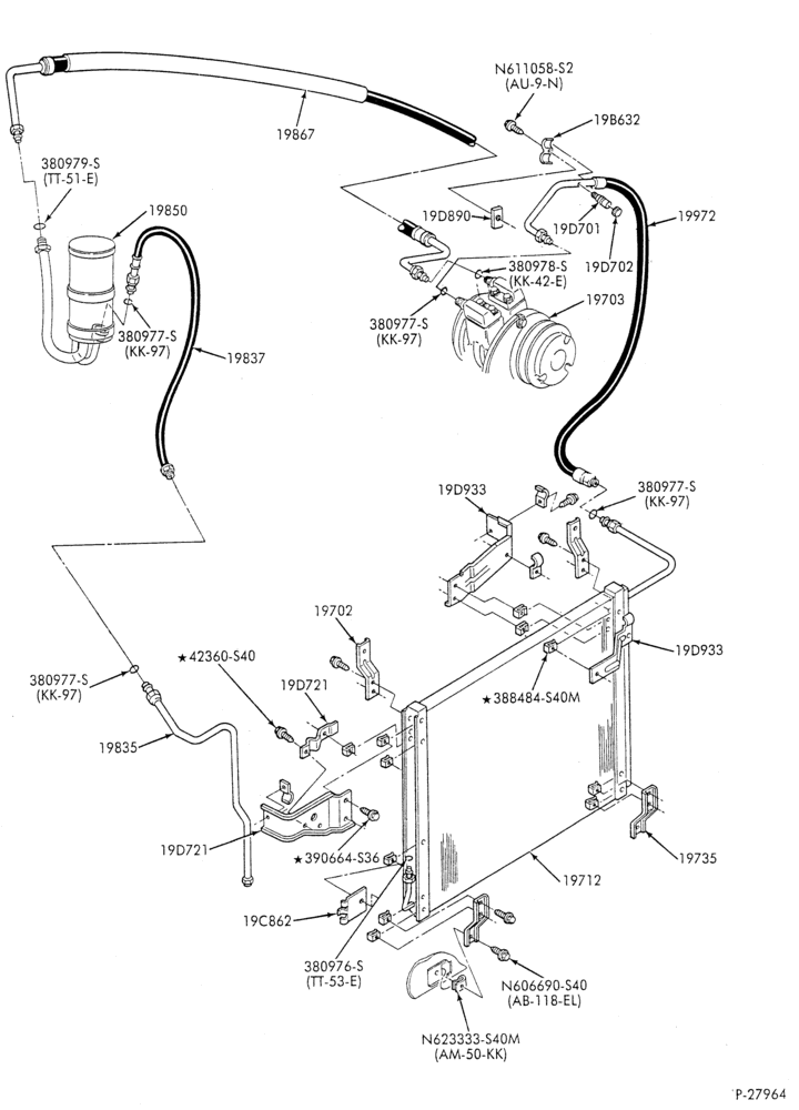 AC HOSES & TUBES-6 cyl. - 4.9L - in-plant charged-F & U