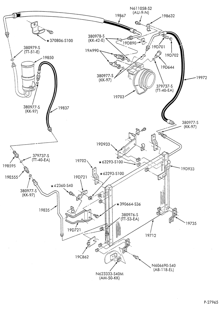 AC HOSES & TUBES-6 cyl. - 4.9L - pre-charged-F & U
