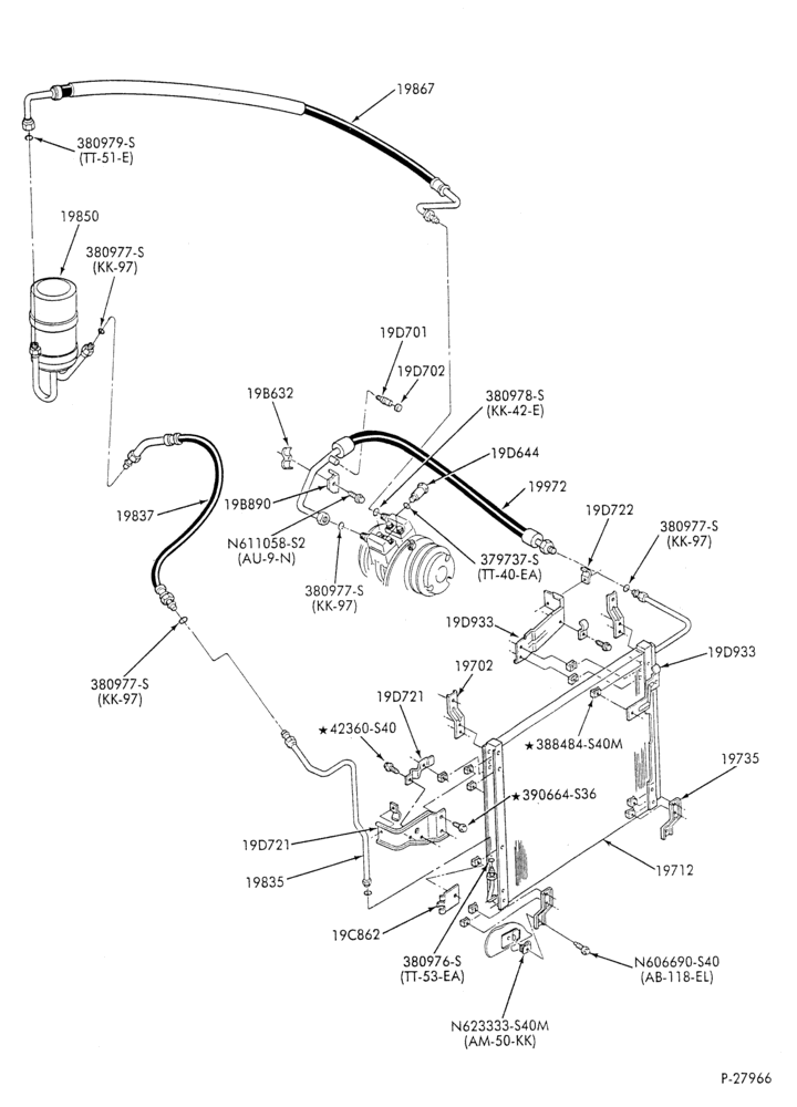 AC HOSES & TUBES-8 cyl. - 5.0L - in-plant charged-F & U
