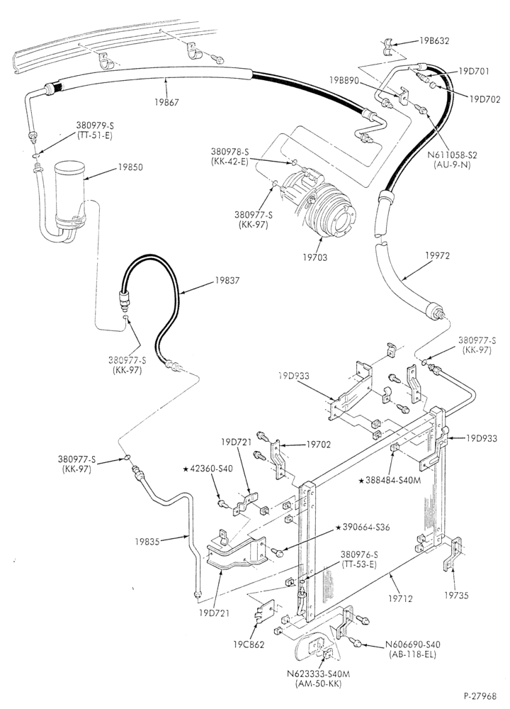 AC HOSES & TUBES-8 cyl. - 5.8L - in-plant charged-F & U