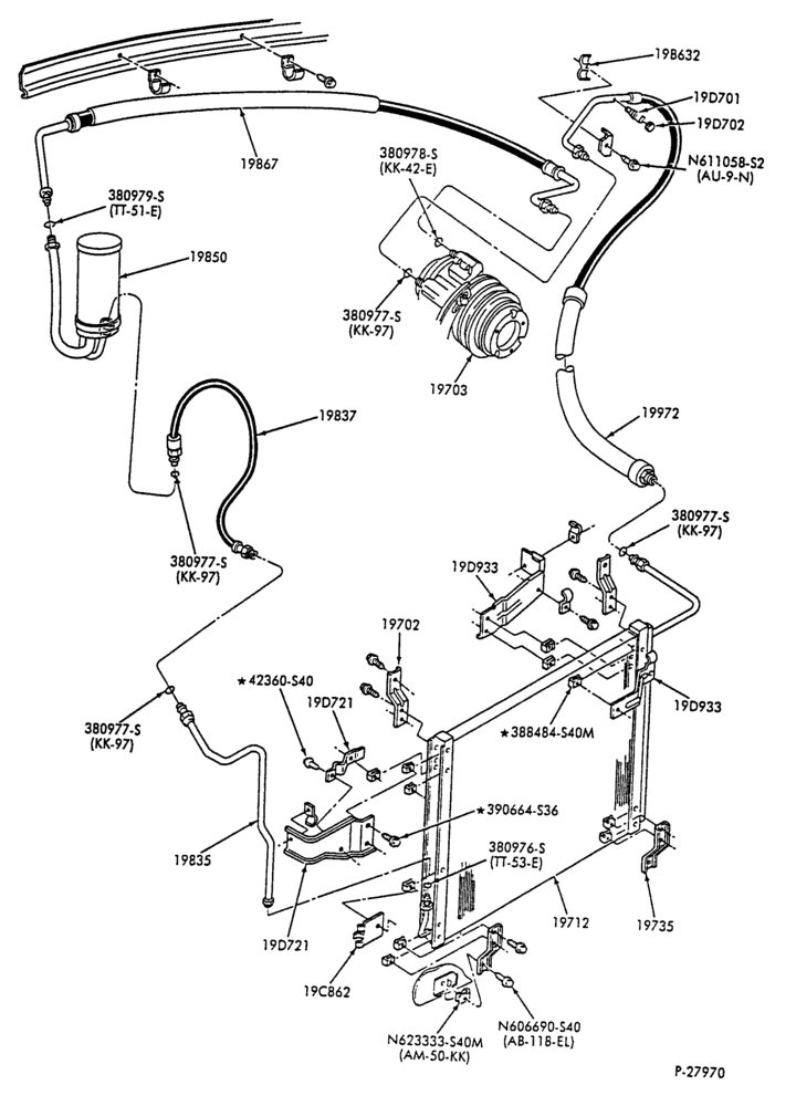 AC HOSES & TUBES-8 cyl. - 6.9L - w/super cool - in-plant charged-F & U