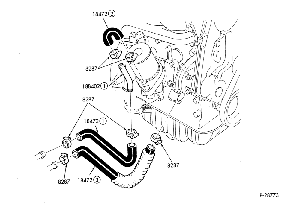 HEATER HOSES & TUBES-4 cyl. - 2.0L - Diesel - w/o A/C-B,MB