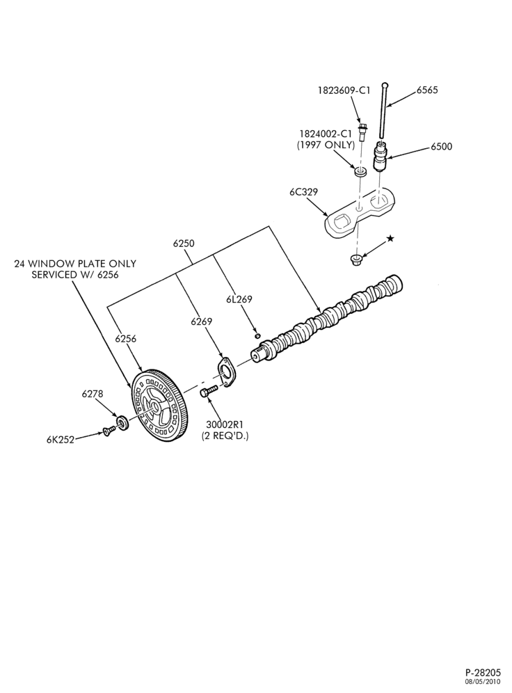 Camshaft, gear, bearings & related parts-E250/350,E(Super Duty)