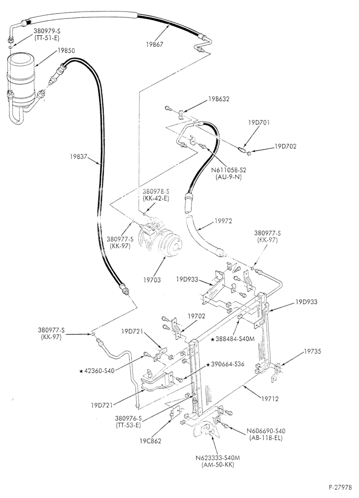 AC HOSES & TUBES-8 cyl. - 5.0L - in-plant charged-F & U