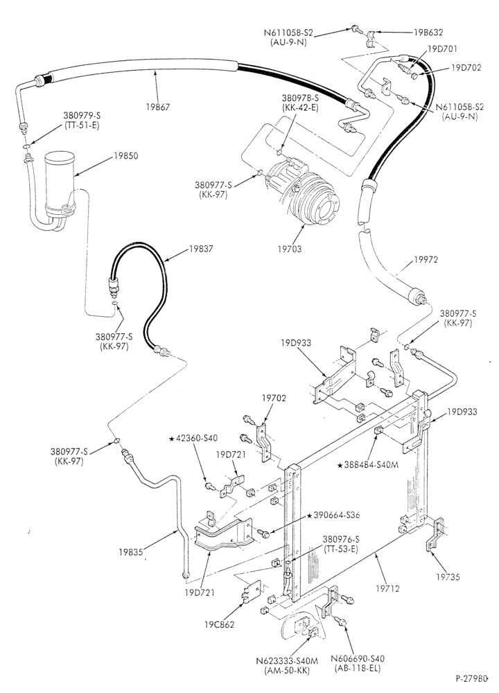 AC HOSES & TUBES-8 cyl. - 5.8L - in-plant charged-F & U