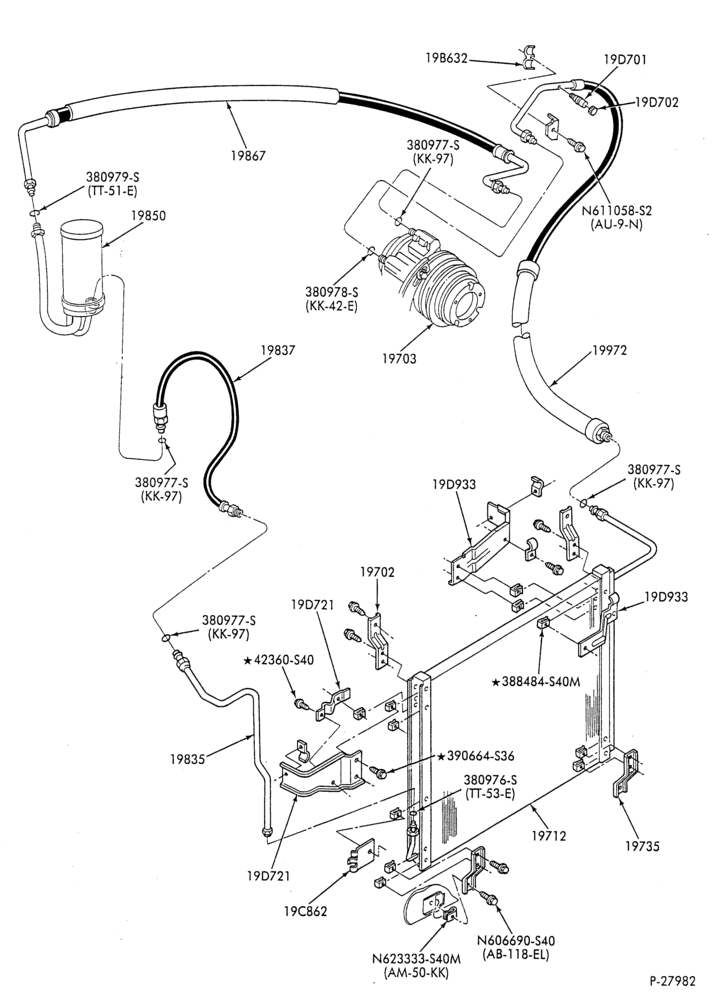 AC HOSES & TUBES-8 cyl. - 6.9L - in-plant charged-F & U