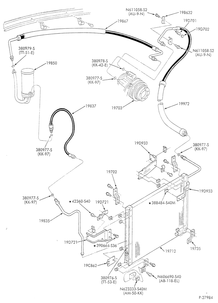 AC HOSES & TUBES-8 cyl. - 7.5L - in-plant charged-F & U