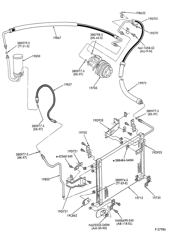 AC HOSES & TUBES-6 cyl. - 4.9L - in-plant charged-F & U