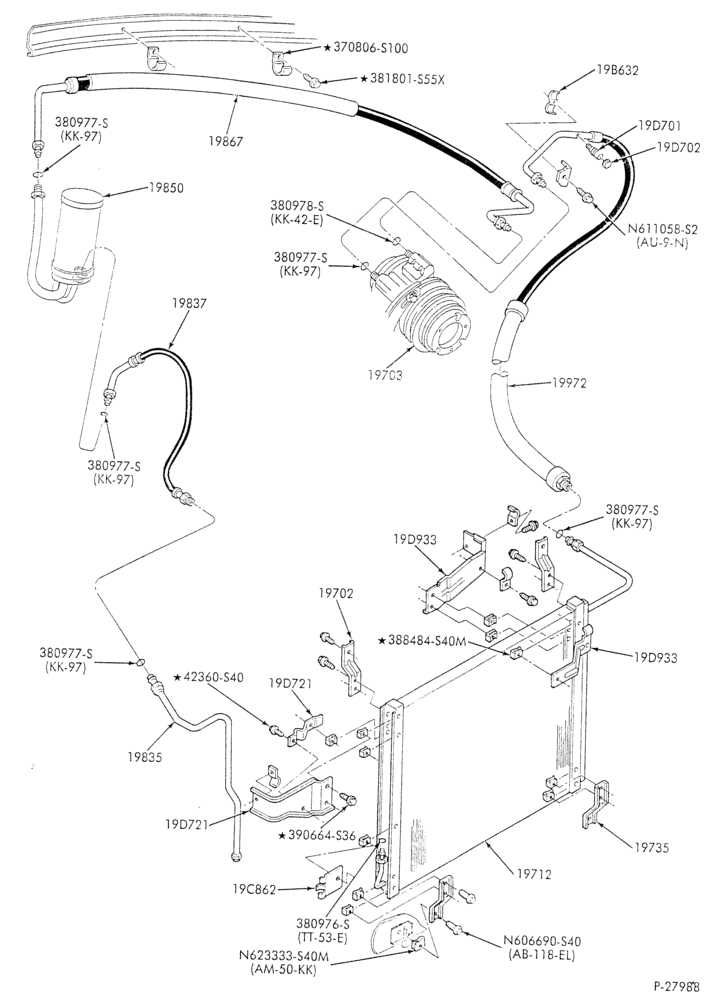 AC HOSES & TUBES-8 cyl. - 5.0L - in-plant charged-F & U