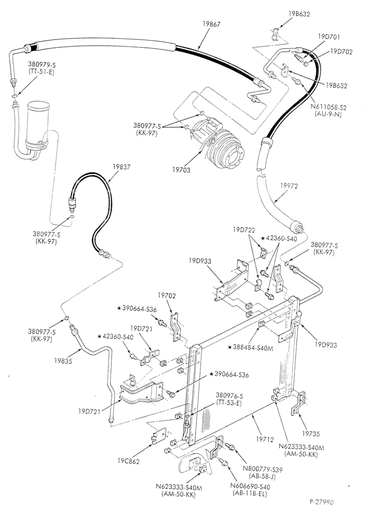 AC HOSES & TUBES-8 cyl. - 5.8L - in-plant charged-F & U