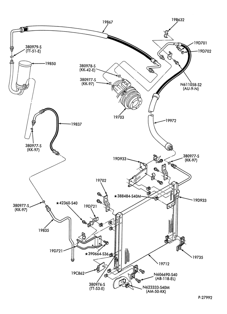 AC HOSES & TUBES-8 cyl. - 6.9L - in-plant charged-F & U