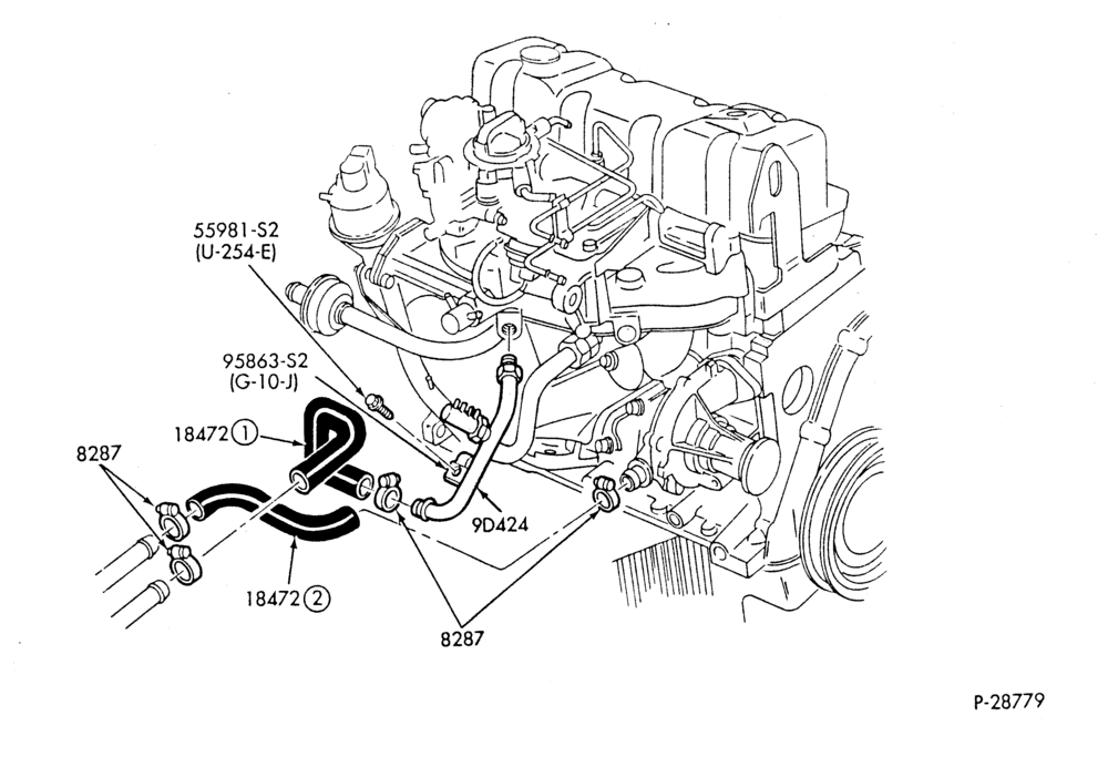 HEATER HOSES & TUBES-4 cyl. - 2.3L - w/A/C - Canada-B,MB