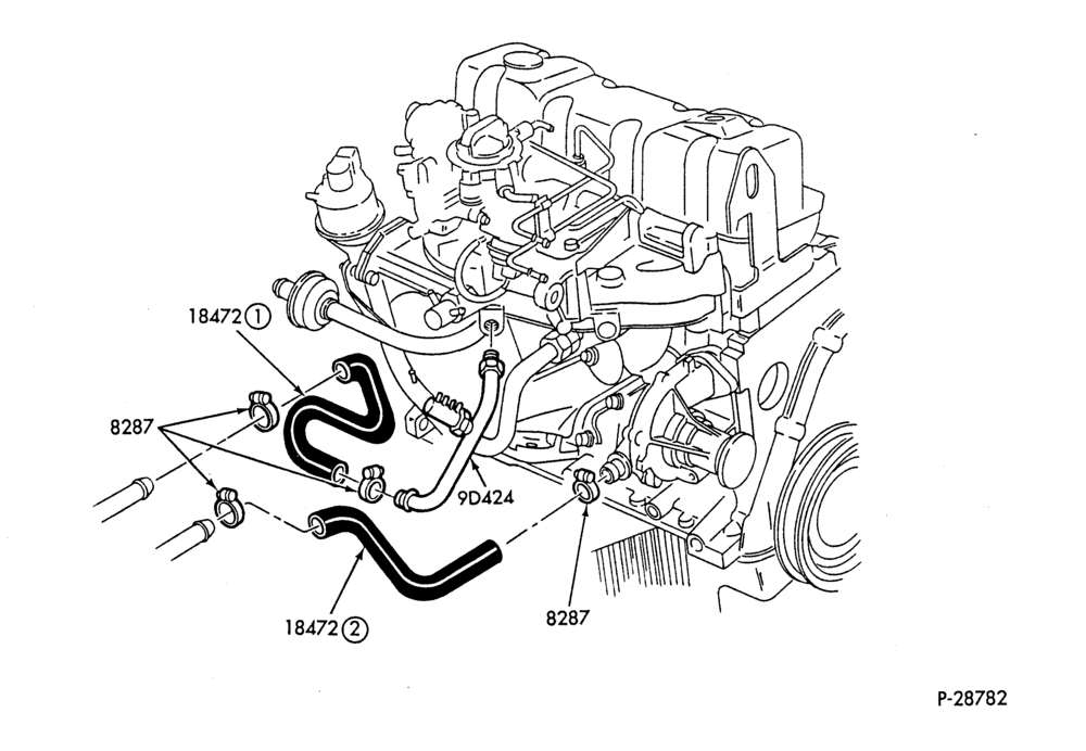 HEATER HOSES & TUBES-4 cyl. - 2.3L - w/o A/C - Canada-B,MB