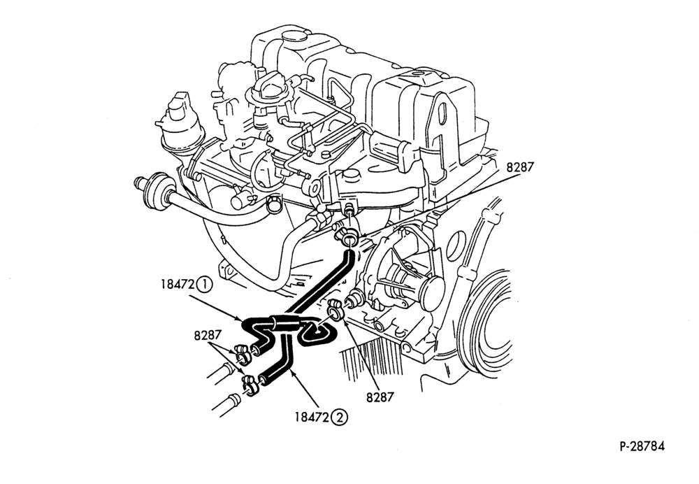 HEATER HOSES & TUBES-4 cyl. - 2.3L - w/A/C - exc. Canada-B,MB