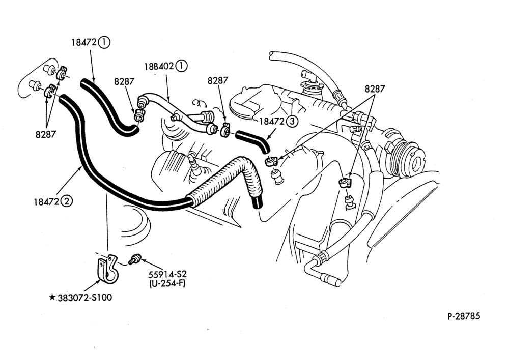 HEATER HOSES & TUBES-6 cyl. - 3.8L - w/A/C-G,MF