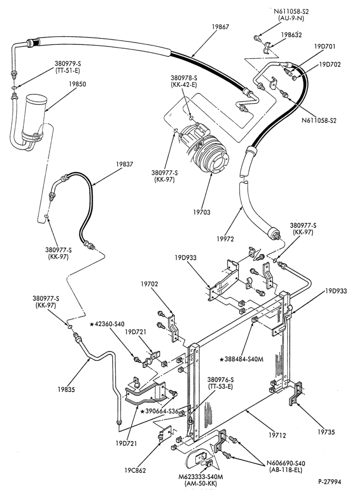 AC HOSES & TUBES-8 cyl. - 7.5L - in-plant charged-F & U