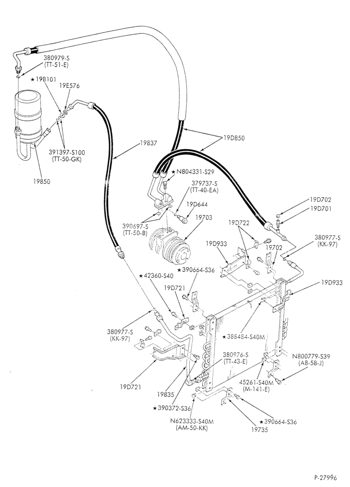 AC HOSES & TUBES-6 cyl. - 4.9L - in-plant charged-F & U