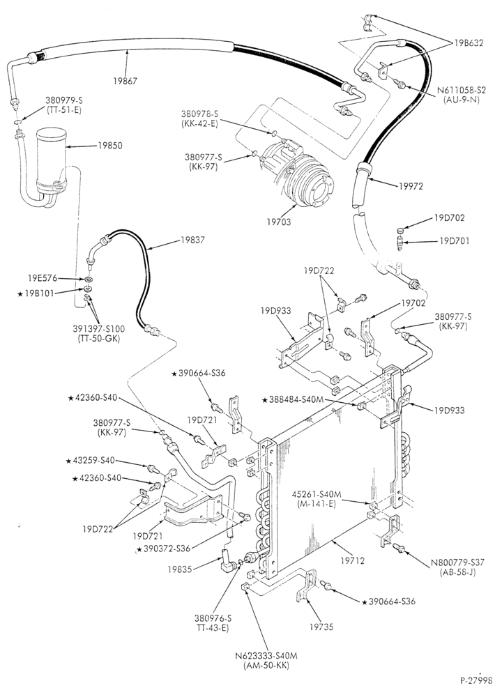 AC HOSES & TUBES-8 cyl. - 5.0L - in-plant charged-F & U