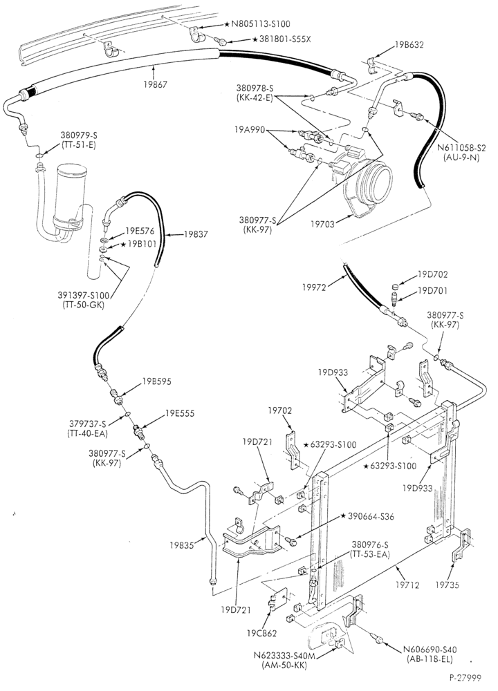 AC HOSES & TUBES-8 cyl. - 5.0L - pre-charged-F & U