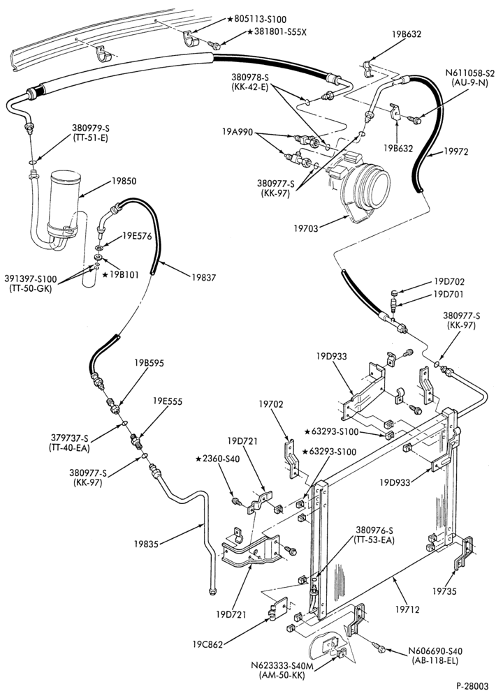 AC HOSES & TUBES-8 cyl. - 6.9L - pre-charged-F & U