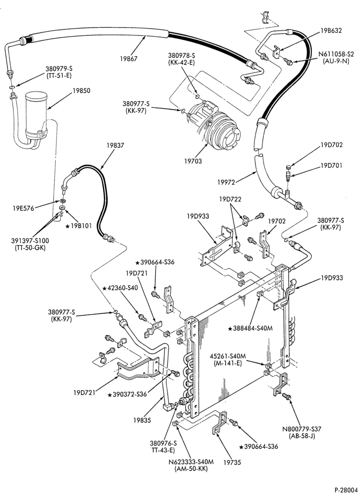 AC HOSES & TUBES-8 cyl. - 7.5L - in-plant charged-F & U