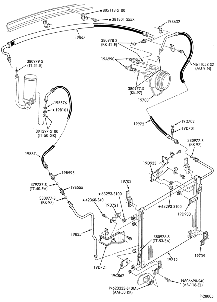 AC HOSES & TUBES-8 cyl. - 7.5L - pre-charged-F & U