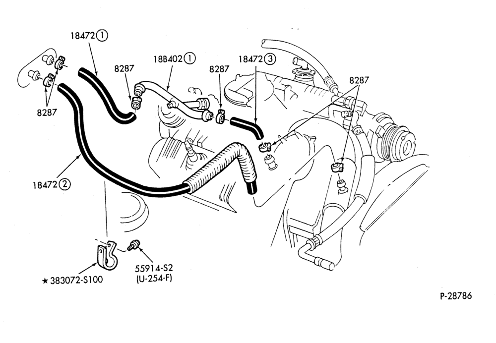 HEATER HOSES & TUBES-6 cyl. - 3.8L - w/o A/C-G,MF