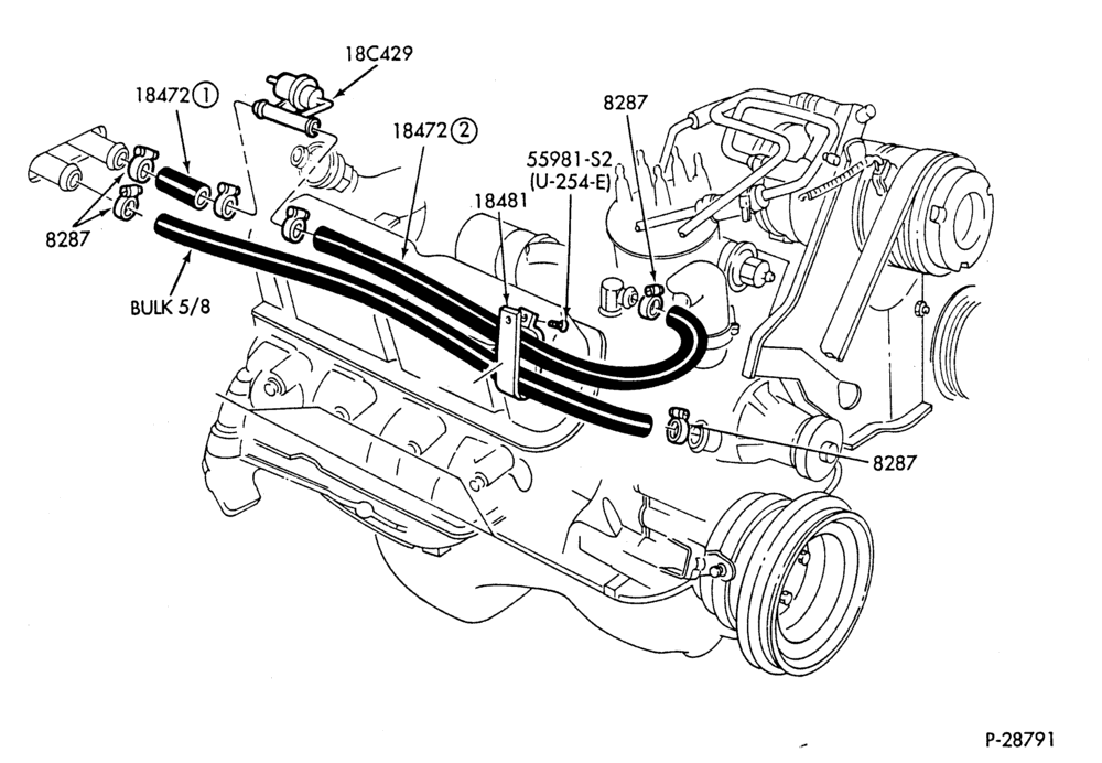 HEATER HOSES & TUBES-8 cyl. - 4.2L & 5.0L - w/A/C-G,MG,MV