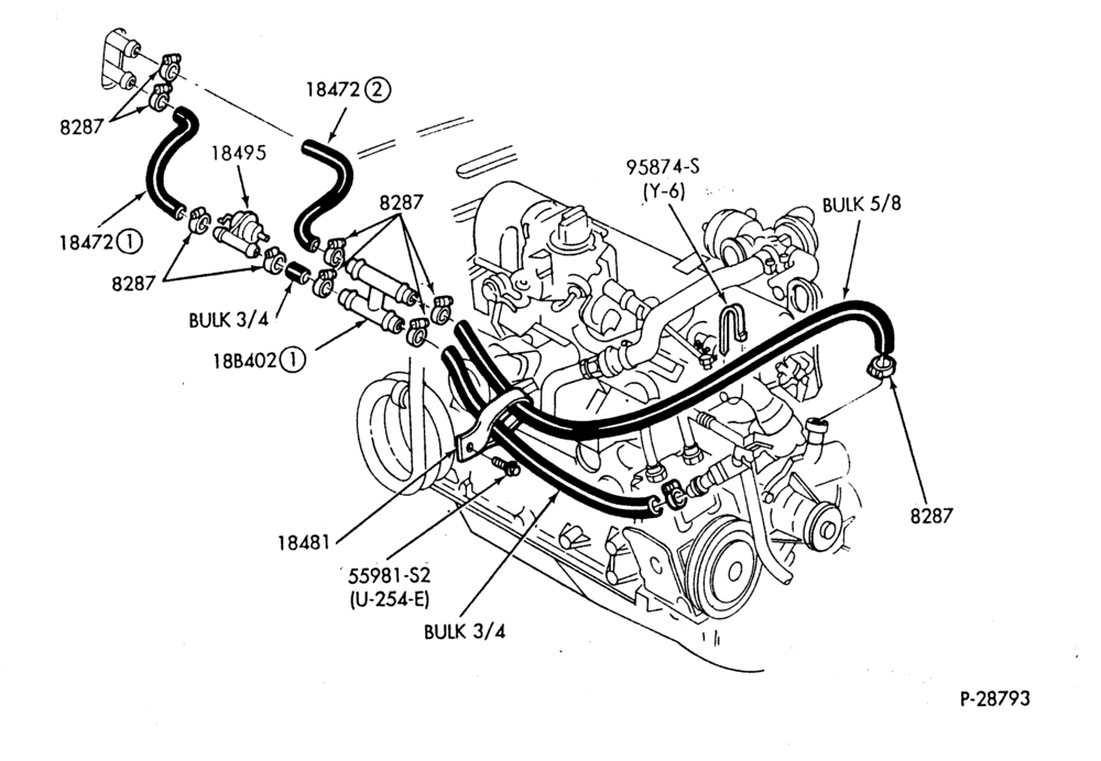 HEATER HOSES & TUBES-6 cyl. - 4.1L - w/A/C-G,MG,MV