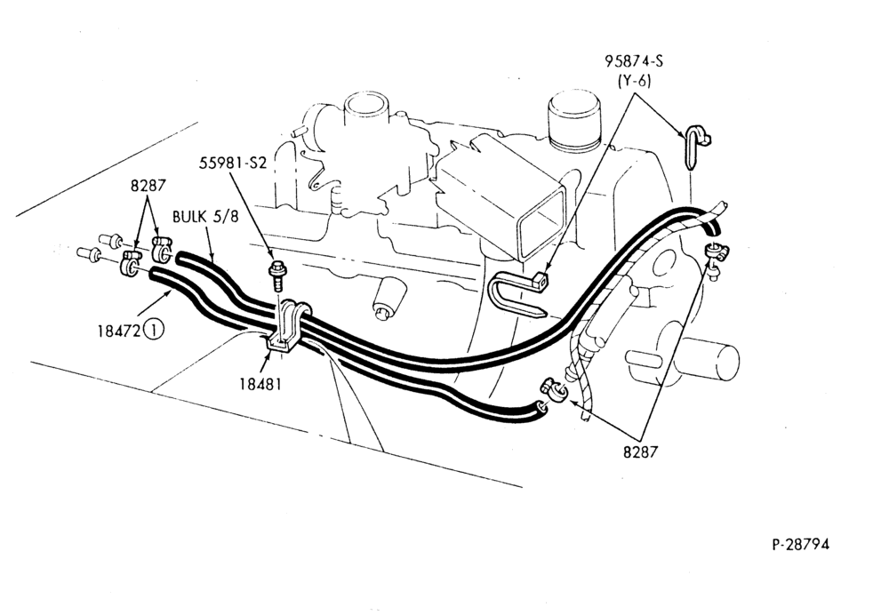 HEATER HOSES & TUBES-6 cyl. - 4.1L - w/o A/C-G,MG,MV
