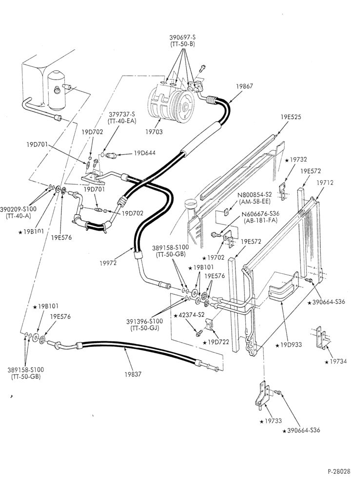 AC HOSES & TUBES-4 cyl. - 2.3L-A