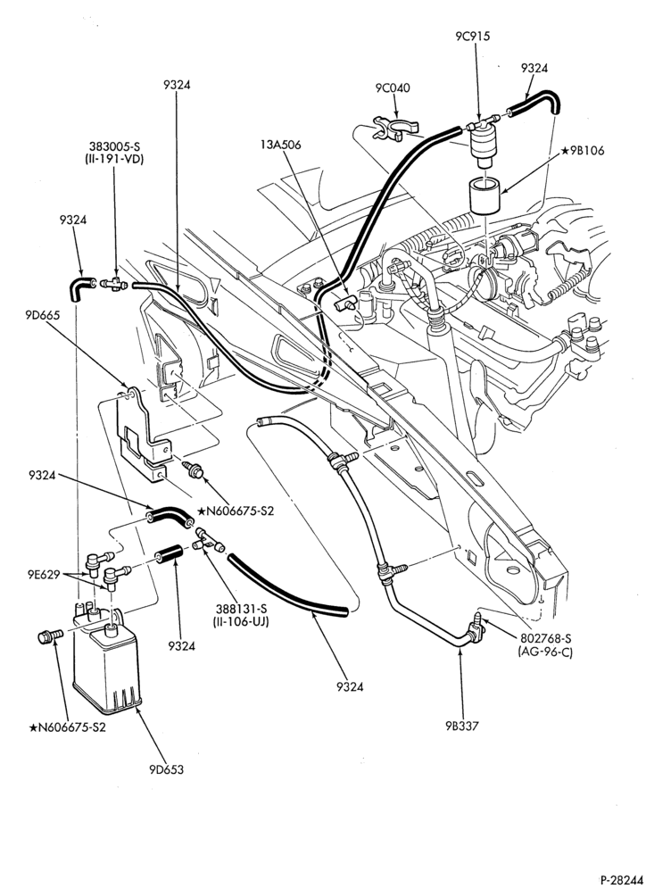 96.1 - 6 CYL. 3.8L-Fuel vapor canister and related parts