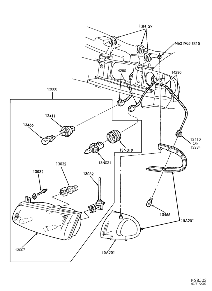 130 - LAMPS-Headlamp, parking & side marker lamp-TW