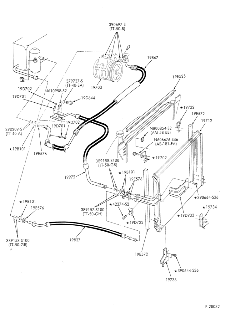 AC HOSES & TUBES-4 cyl. - 2.3L-A