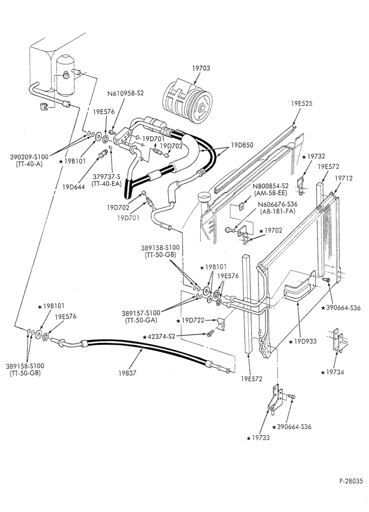 AC HOSES & TUBES-6 cyl. - 3.0L - w/o aux. A/C-A