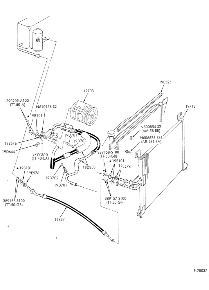 AC HOSES & TUBES-6 cyl. - 3.0L - w/o aux. A/C-A