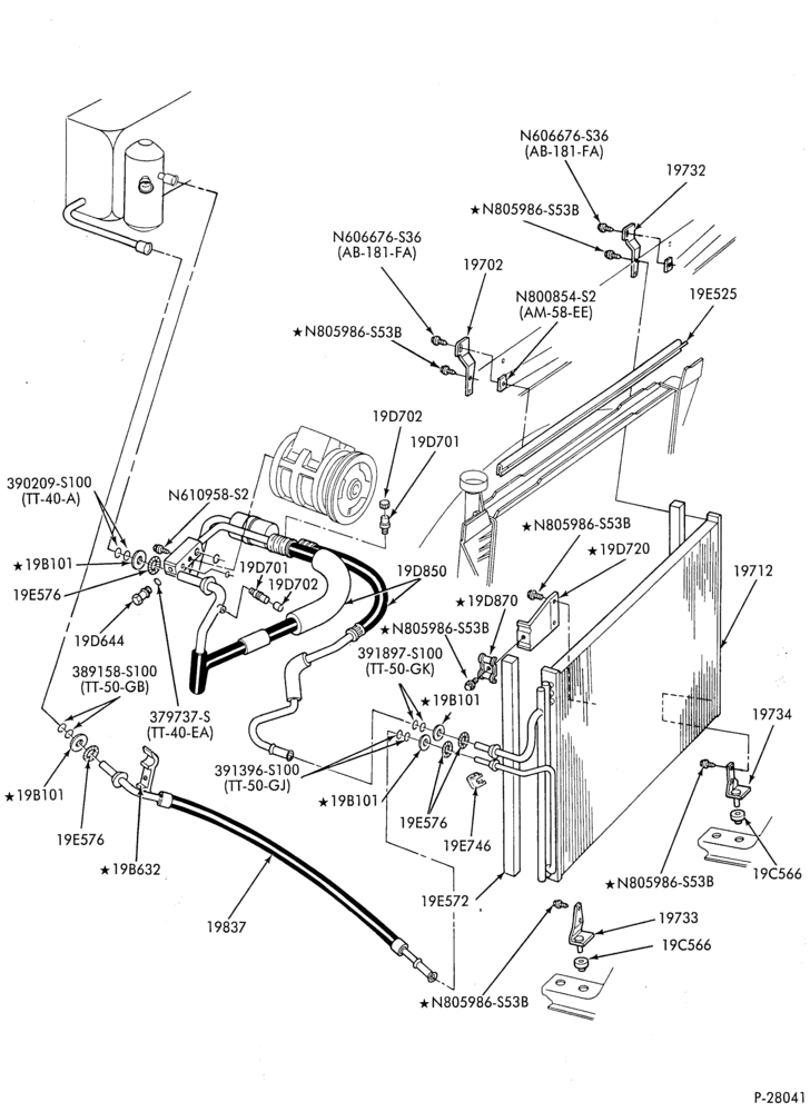 197.1 - AIR CONDITIONING-Condenser & hoses - integral - main - 6 cyl. 4.0L - w/o aux. A/C-A